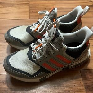 Adidas Men's White and Orange Sneakers